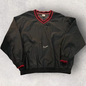 Vintage Nike Windbreaker Pullover Men’s Size XL Black & Red 90s Appliqué Swoosh